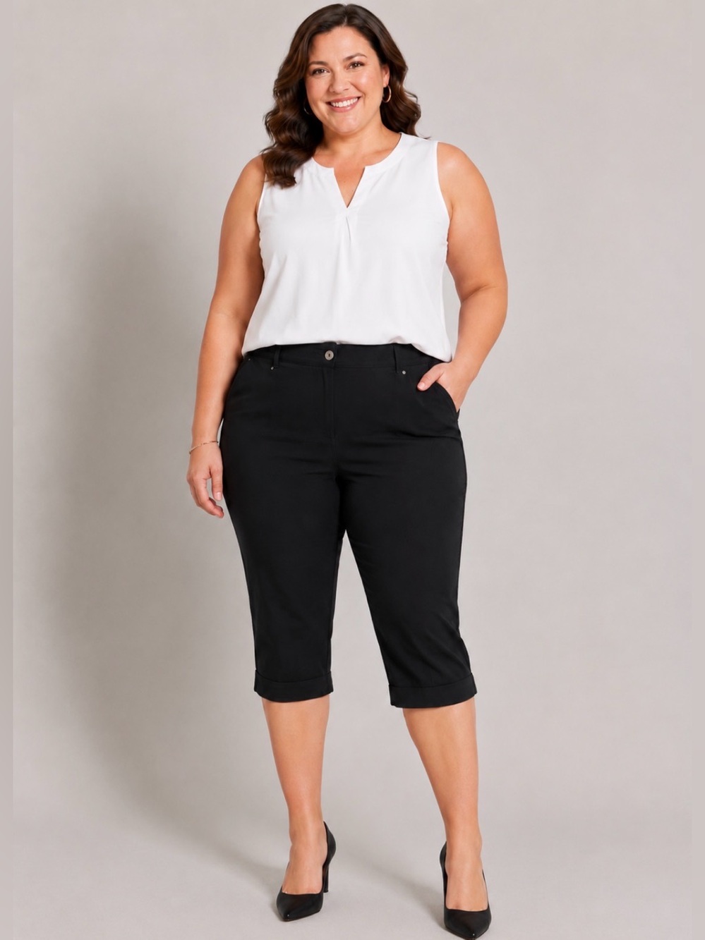 Zac & Rachel Black Stretch Crop Pants Women’s Size 14 NWT Career Casual Chic